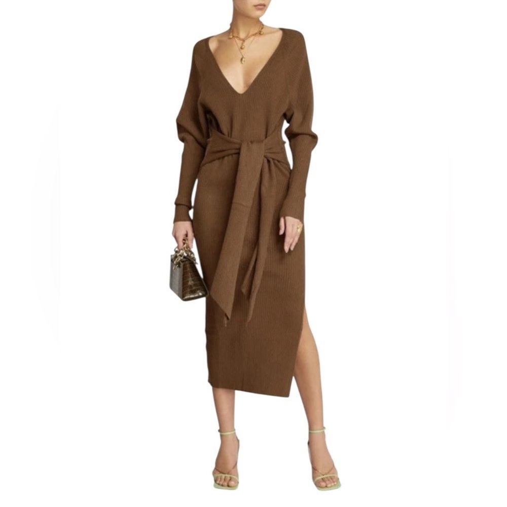 Good American Brown Long Sleeve Dress